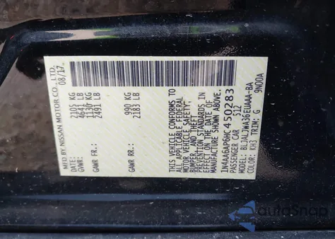 2017 Nissan Maxima 3.5 Sv z USA, uszkodzony, nr VIN 1N4AA6AP6HC450283